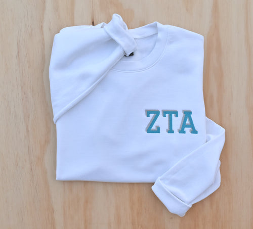 ZTA Chest Letter White Sweatshirt