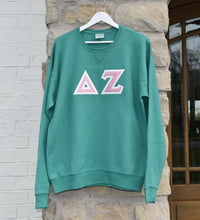 Delta Zeta Pink Glitter Letter Green Sweatshirt