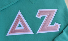 Delta Zeta Pink Glitter Letter Green Sweatshirt