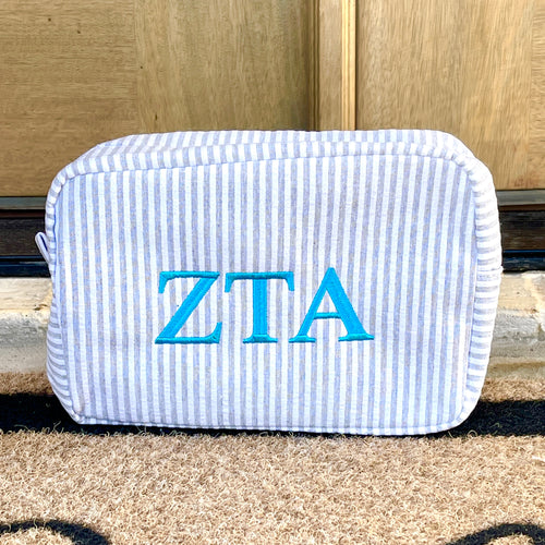 ZTA Grey Stripe Cosmetic Bag