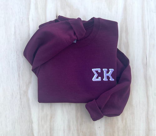 Sigma Kappa Maroon Chest Letter Sweatshirt
