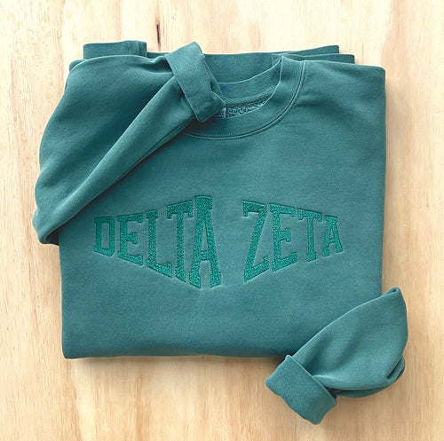 Delta Zeta Green Stitched Sweatshirt