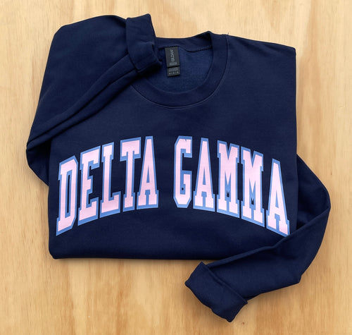 Delta Gamma Screen Print Navy Sweatshirt