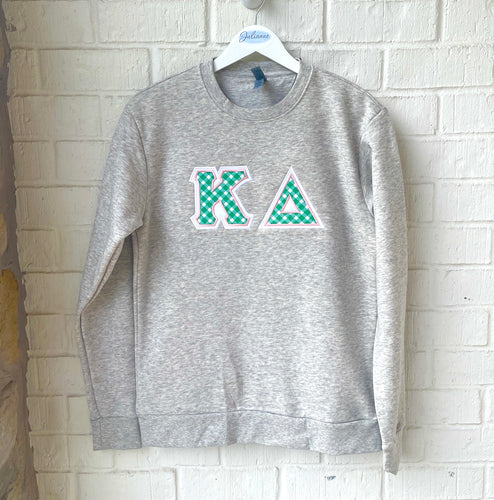 Kappa Delta Gingham Letter Grey Sweatshirt