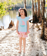 Summer - Sailboat Applique Flutter Girls  Short Set