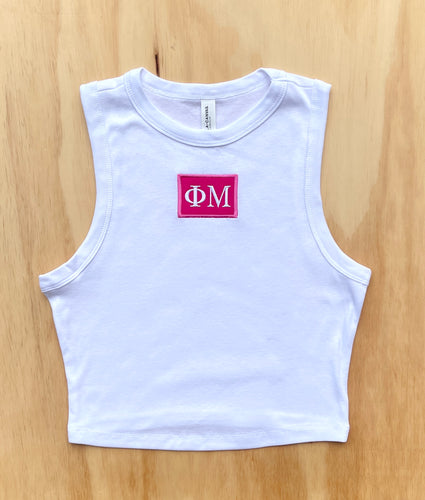 Phi Mu Patch Crop Tank