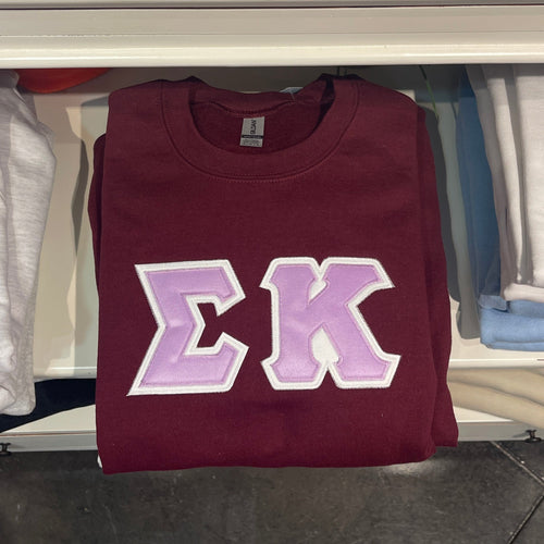 Sigma Kappa Maroon Stitched letter Sweatshirt