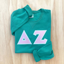 Delta Zeta Pink Sim Stich  Letter Green Sweatshirt