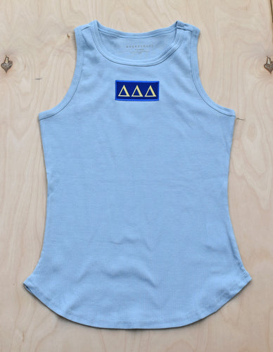 Tri Delta Patch Light Blue Tank