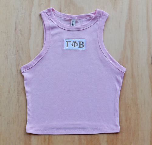 Gamma Phi Beta Pink Patch Crop Tank