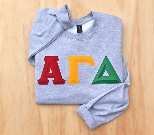 Alpha Gamma Delta Letter Grey Sweatshirt