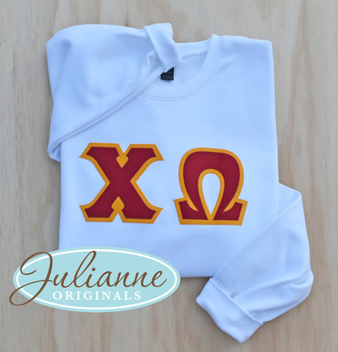 Chi Omega White Letter Sweatshirt