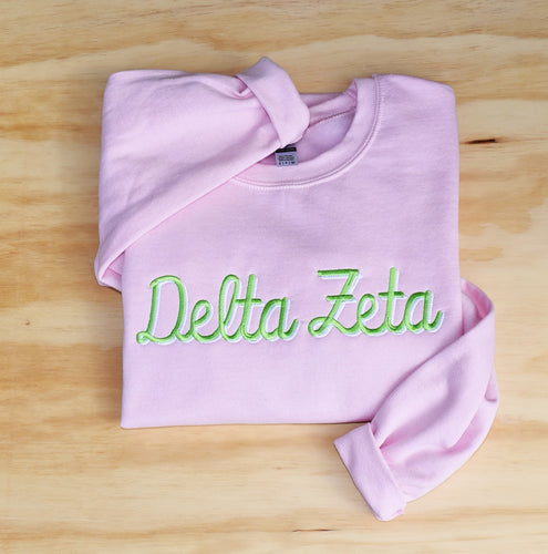 Delta Zeta Script Pink Sweatshirt
