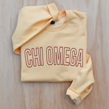 Chi Omega Outline Yellow Sweatshirt