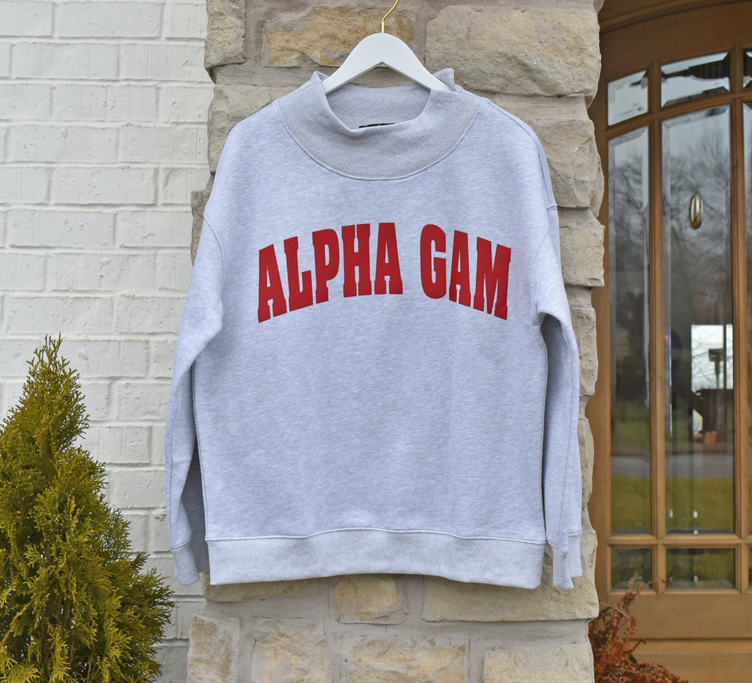 Alpha Gam Mock Neck Sweatshirt