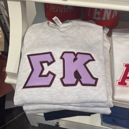 Sigma Kappa Grey Stitched letter Sweatshirt