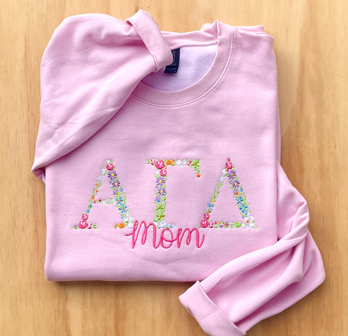 Alpha Gamma Delta Mom Pink Floral Sweatshirt