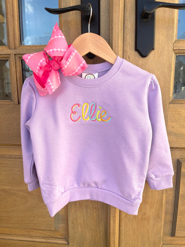 Fall - Rainbow Monogram Lavender Sweatshirt