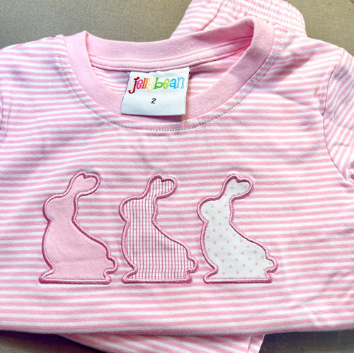 Easter Pink Bunny Stripe Girl Loungewear