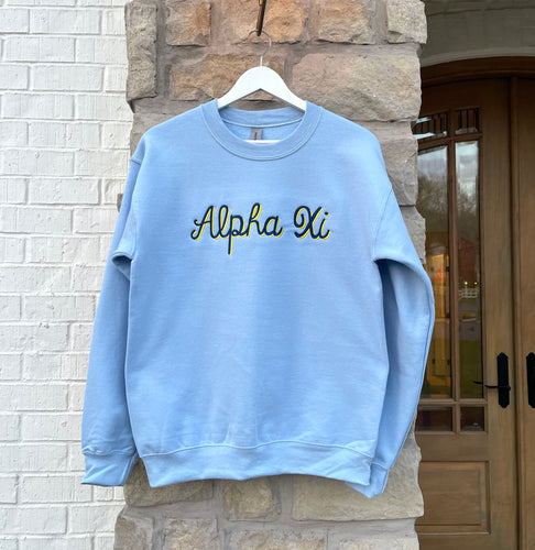 Alpha Xi Delta Script Blue Sweatshirt