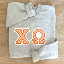 Chi Omega Orange  Gingham Grey Sweatshirt