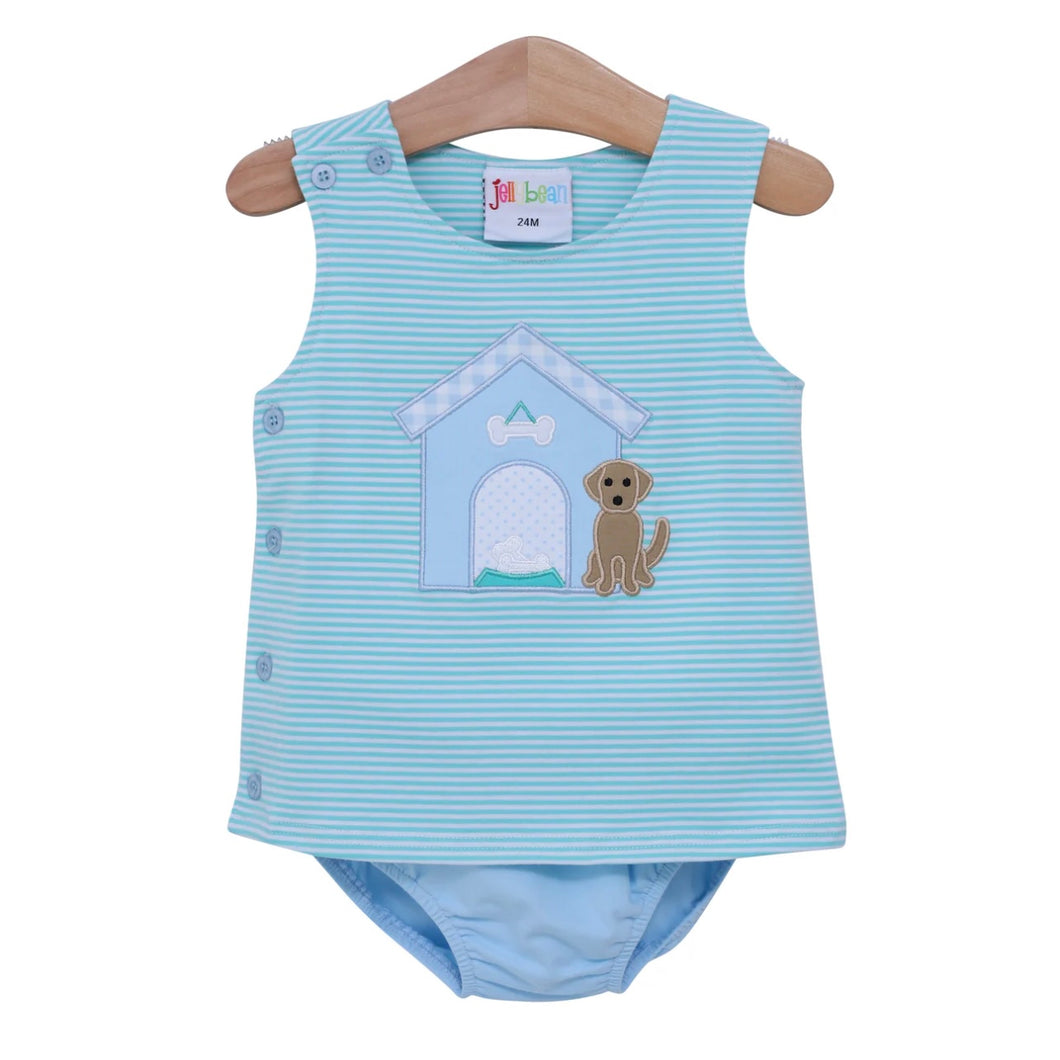 Summer - Dog House Applique Diaper Set (3m and 9m left)