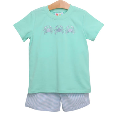 Crab Embroidery Short Set
