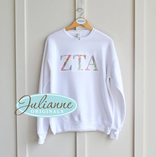 Zeta Tau Alpha Floral Letter White Sweatshirt