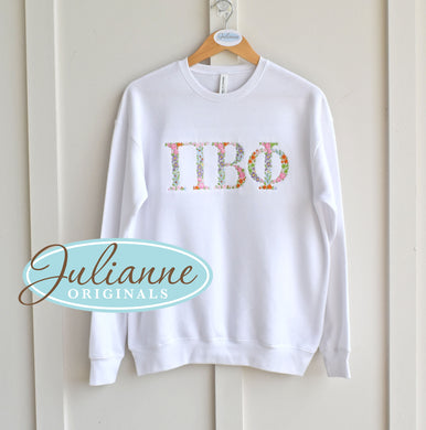 Pi Beta Phi Floral Letter White Sweatshirt