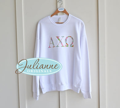 Alpha Chi Omega Floral Letter White Sweatshirt