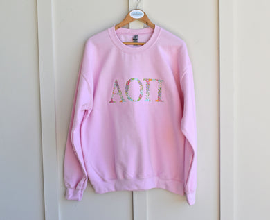 Alpha Omicron Pi Floral Pink Sweatshirt
