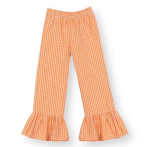 Orange Gingham Ruffle Pants